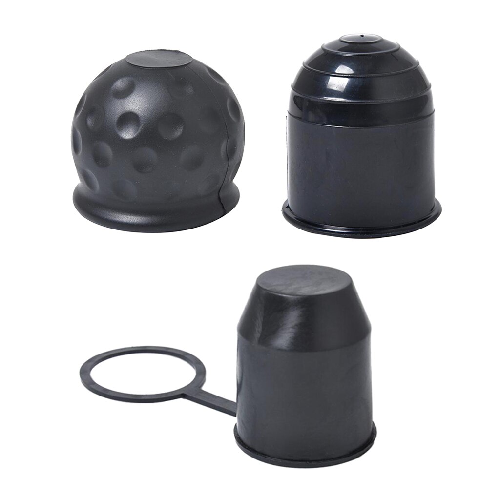 3 Pieces 50mm Black Plastic+Rubber Tow Ball Hitch Cap Protector Caravan