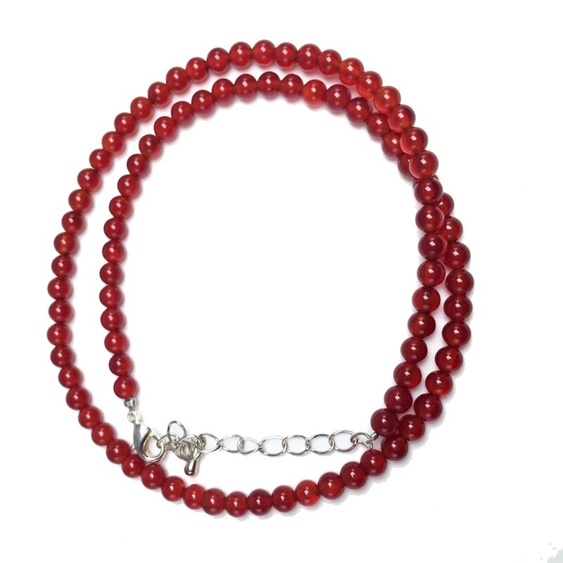 Collar de cuentas de ágata de cristal de cuarzo rosa Natural, 4mm, granate, varios colores, para niñas, gargantilla de pulsera de: Red agate