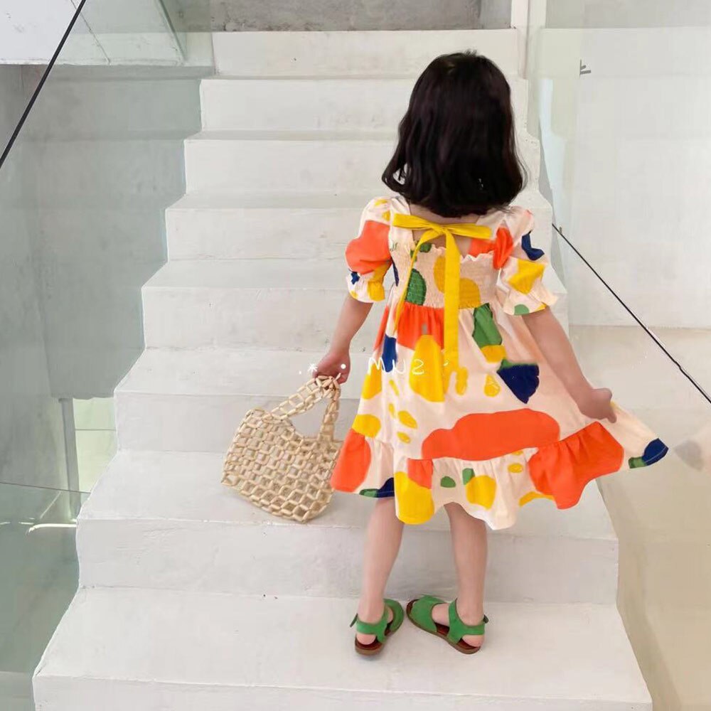 Bear Leader Casual Kids Meisjes Jurken 2022 Zomer Kleurrijke Prinses Jurken Kinderen Kleding Baby Casual Kleding Vestidos