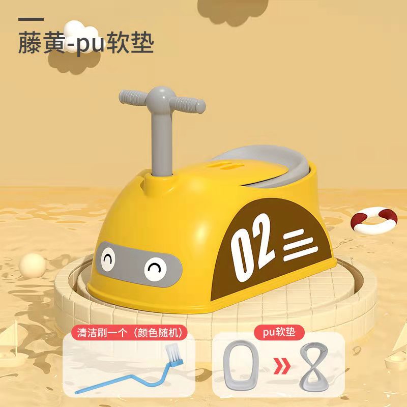 Orinal infantil de coche de dibujos animados, entrenador de talla para niños, baño portátil desmontable para bebé y Mujer: yellow PU