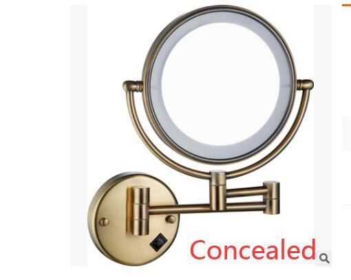 Miroir LED Vintage, Chrome, or, Ultra-mince, 8 pouces, Double face, grossissement mural, miroir télescopique pliant: Light Vintage
