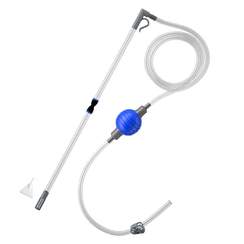 517E 7.2ft Aquarium Water Change Kit Fish Tank Siphon Gravels Vacuum Cleaner with Long Hose Small Tanks Maintenance Tool: Blue