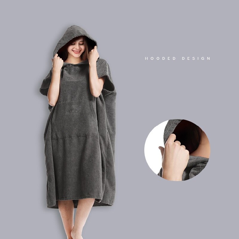 Poncho Robe 110*85cm Microfiber Beach Changing Robe Poncho Wit... – Grandado