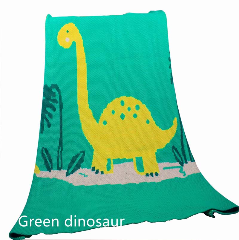 Børne & #39 ;s strikket tæppe strandmåtte klapvogn babytæppe spædbørn vindtæt betræk quilt nyfødt svøbe tæppe udendørs måtte: Dinosour