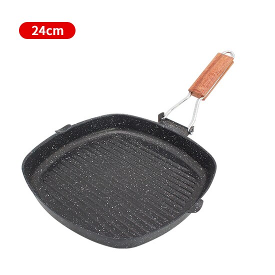 Konco biff stekepanne 20/24/28cm jern ikke-pinne sammenleggbar biff gryte phickened stripet firkantet grillplate kjøkkenverktøy: 24 x 24
