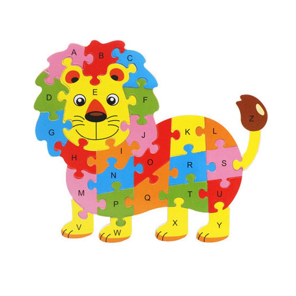 Kids Baby Wooden Wood Animal Puzzle Numbers Alphabet Learning Educational Toy develop counting and identify colours: G