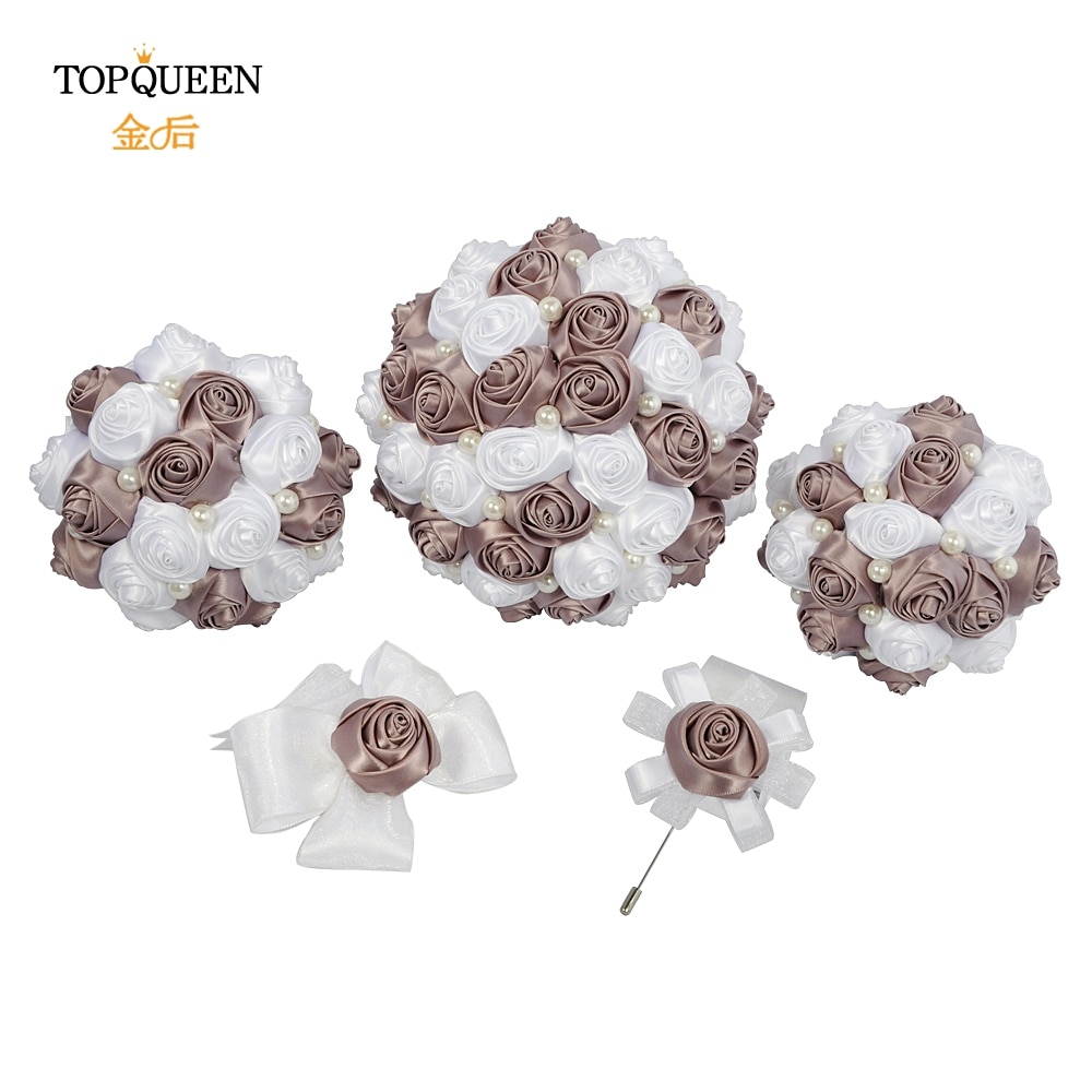Topqueen  f4- avt brud blombukett brud konstgjord blombukett brudtärna bukett pärlband alla hjärtans dag buketter