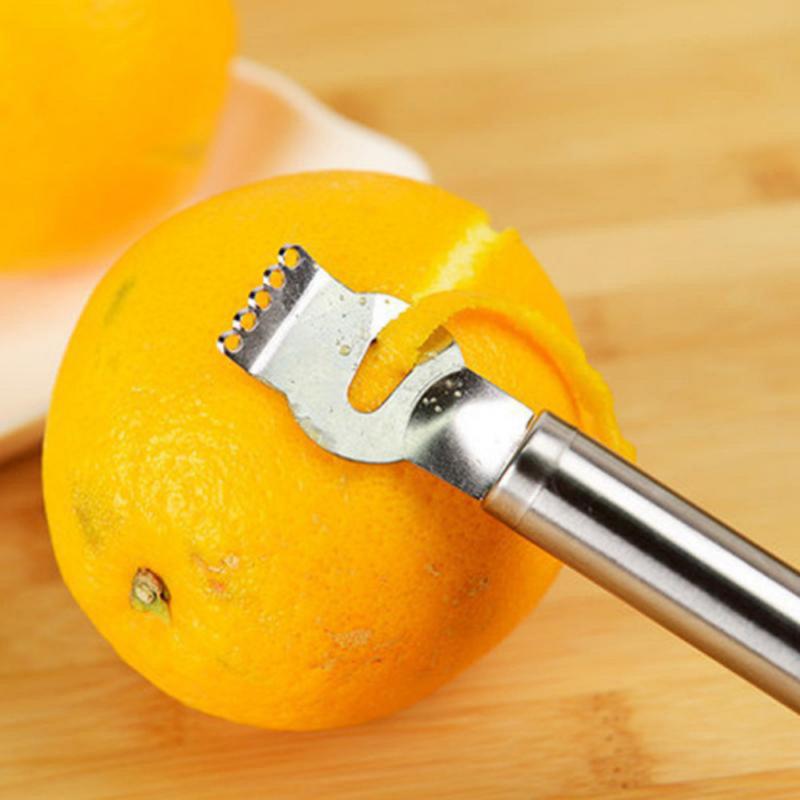 1pc Edelstahl Obst Schäler Zitrone Orange Zester Schäler Reibe Griffe Limette Zitrusschale Peeling Werkzeug Küche Handwerk Werkzeuge