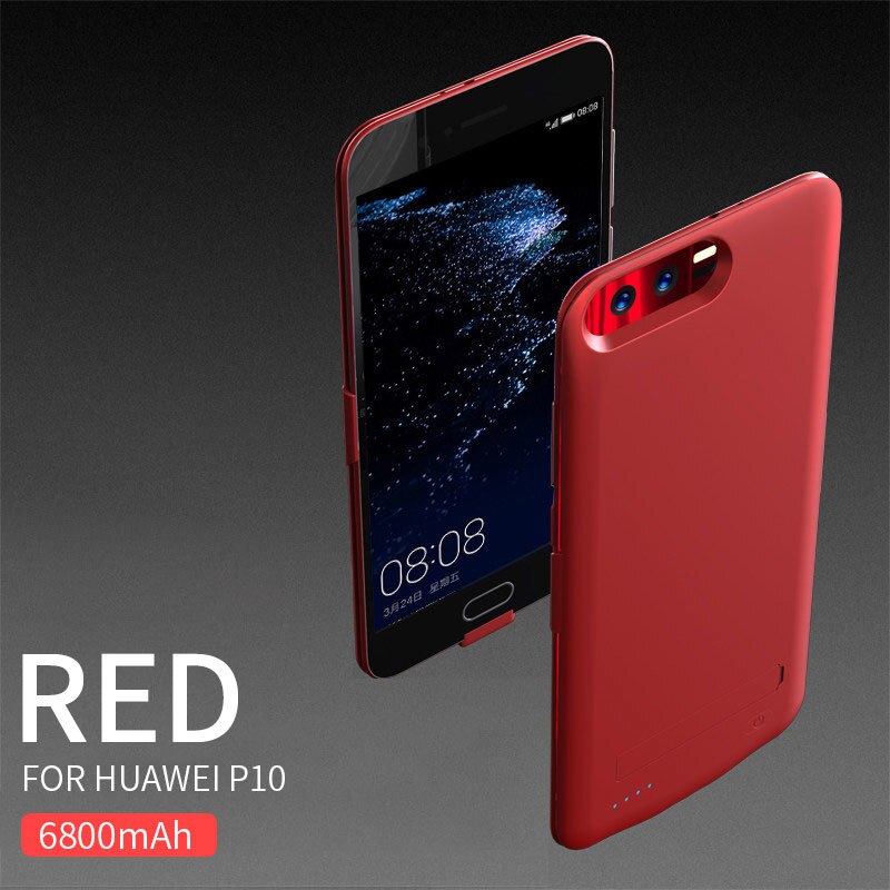 NENG 6800mAh Battery Charger Case For Hauwei P9 P10 shockproof External Power Bank Charging Back For huawei P9 P10 Plus case: Red For P10