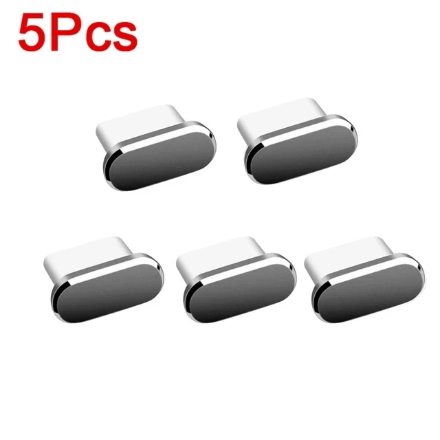 5 uds tapón antipolvo de Metal de lujo USB tipo C puerto de carga de teléfono móvil tapones antipolvo para Xiaomi POCO Redmi Samsung Huawei cubierta a prueba de polvo: Marrón