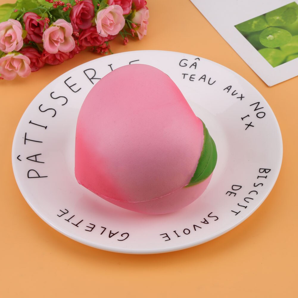 Jumbo Peach Squishy Soft Squeeze juguete de imitación de poliuretano fruta pan perfumado lento Rising Stress Relief diversión para de chico 10 CM