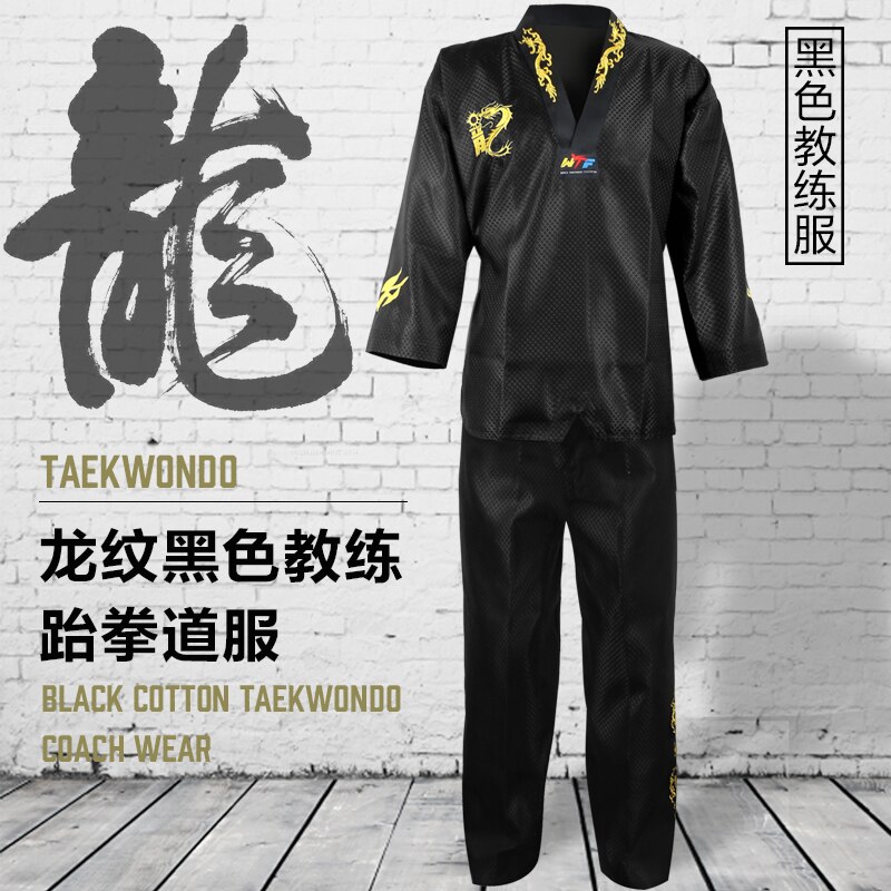 Czarny taekwondo jednolite taekwondo dobok wtf taekwondo ubrania dobok jednolity pas dobok taekwondo darmowa wysyłka