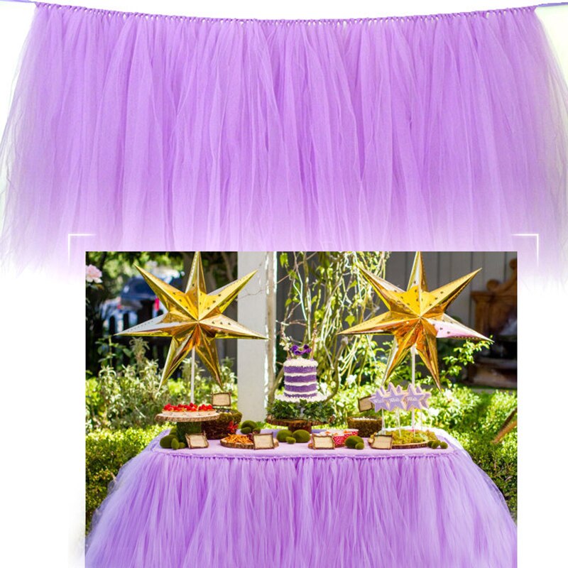 Färgglad bordskjol tyll duk för bröllop festival fest dekoration baby shower fest bord sockel hem textil
