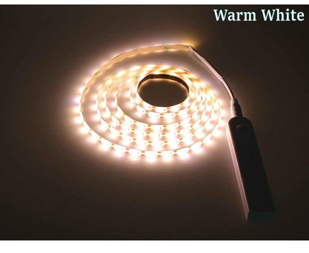 PIR ruch czujnik doprowadziło łóżko oświetlenie nocne robić szafy 1M 2M 3M możliwość przyciemniania elastyczna taśma doprowadziło lampa zasilanie bateriami AAA robić szafy schodowej: żółty / 1m