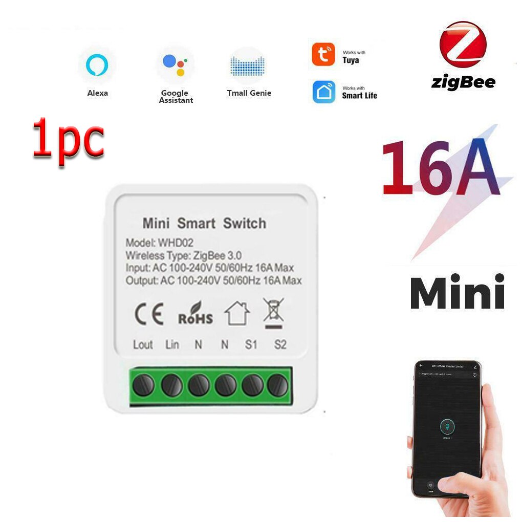 Tuya Zigbee 3.0 Smart Licht Schakelaar, Smart Home Automation Diy Module Breaker Ondersteuning 2 Way Control, werkt Met Alexa Google Thuis: 1 pcs zigbee