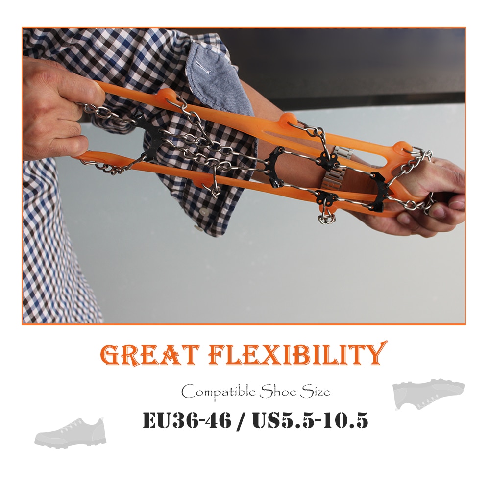 Snow Grippers for Shoes Ice Creepers Traction Cleats Anti-slip 8-teeth Claw Crampons Outdoor Skiing Climbing Snow Shoes Chains