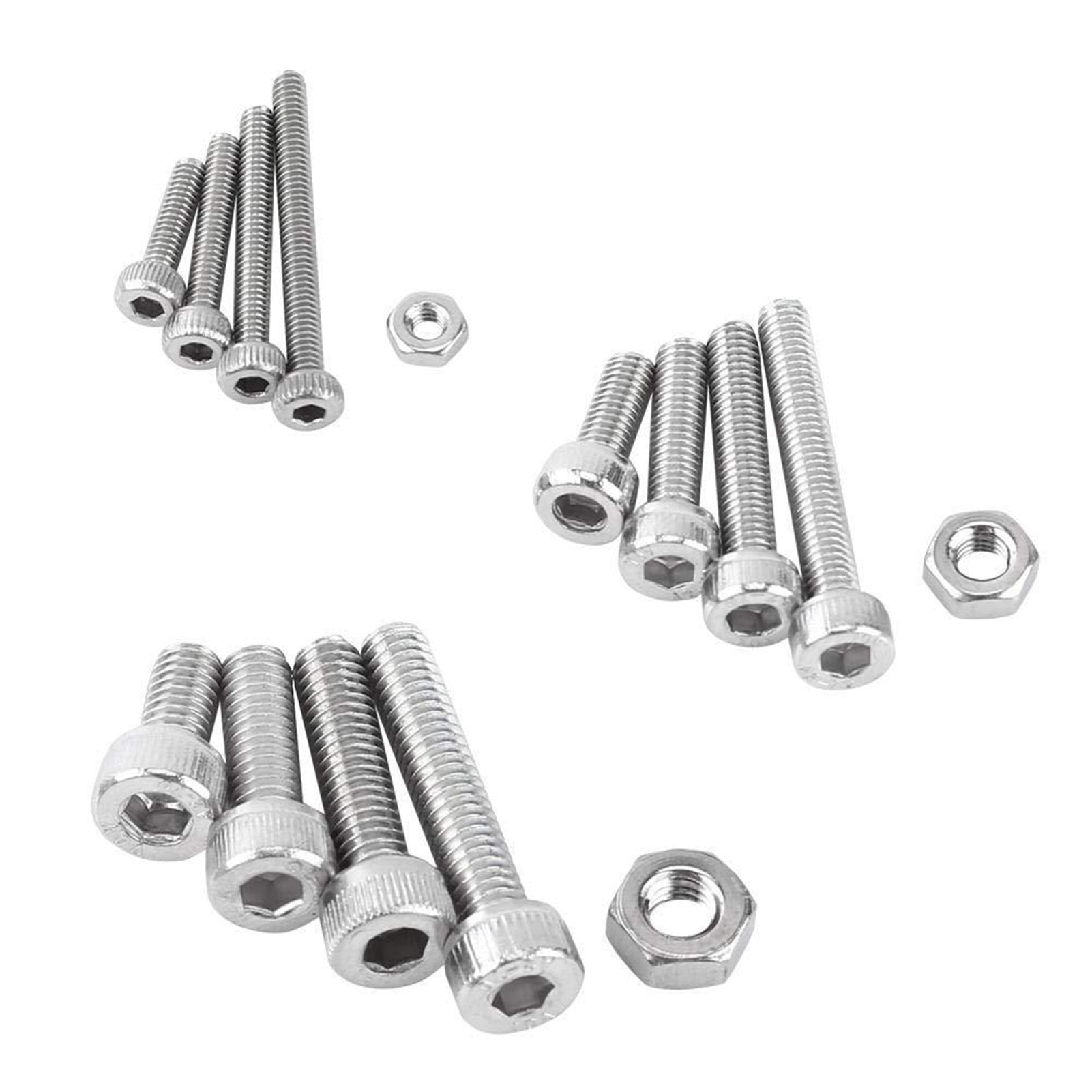 280/380Pcs 304 Stainless Steel M3 Cylindrical Head Hex Socket Cap Bolt Screw Nuts Set Assortment Kit Hardware Tool