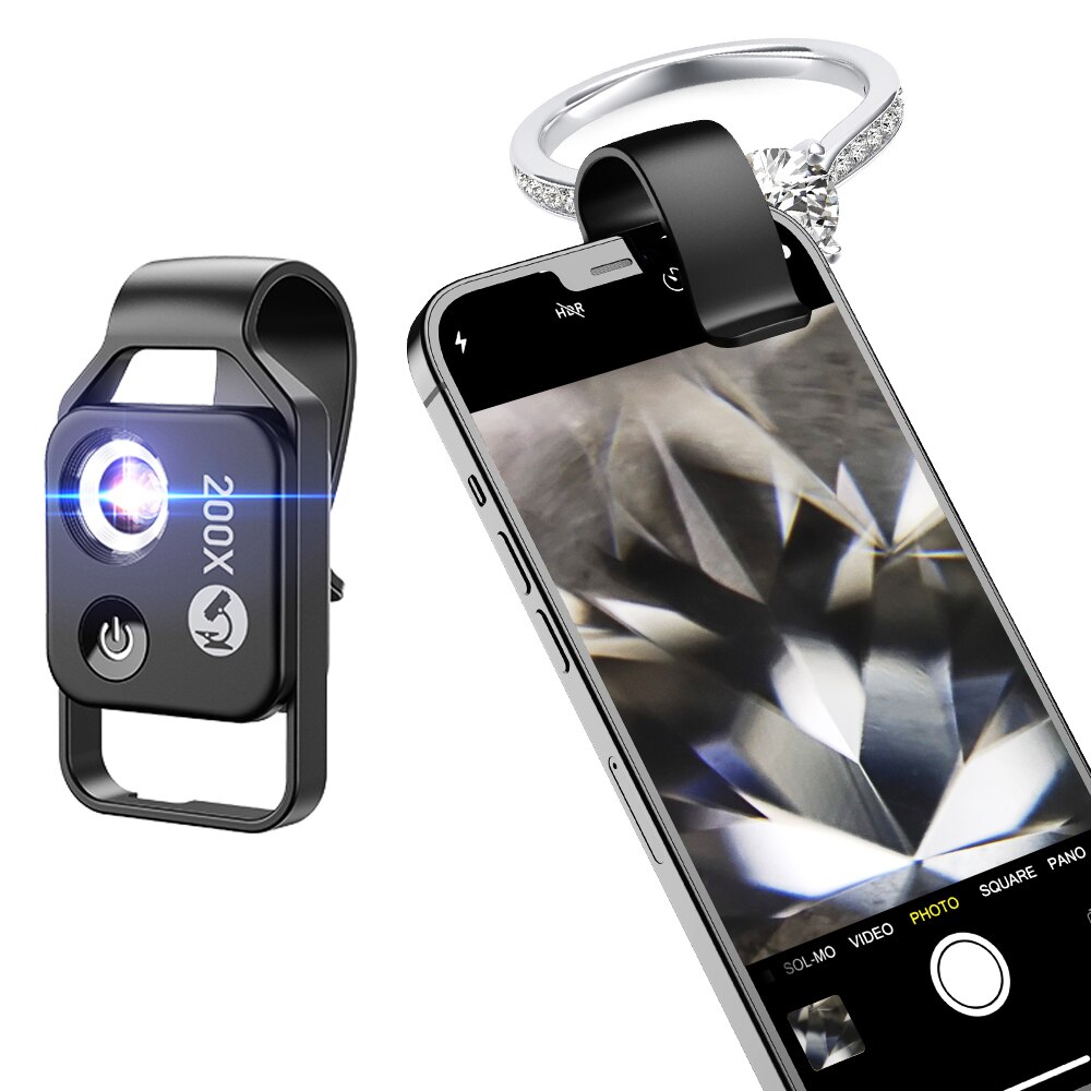 200X Cpl Microscoop Lens Mobiele Telefoon Macro Lens Hoge Vergroting Led Mini Draagbare Lens Voor Iphone Alle Smartphone