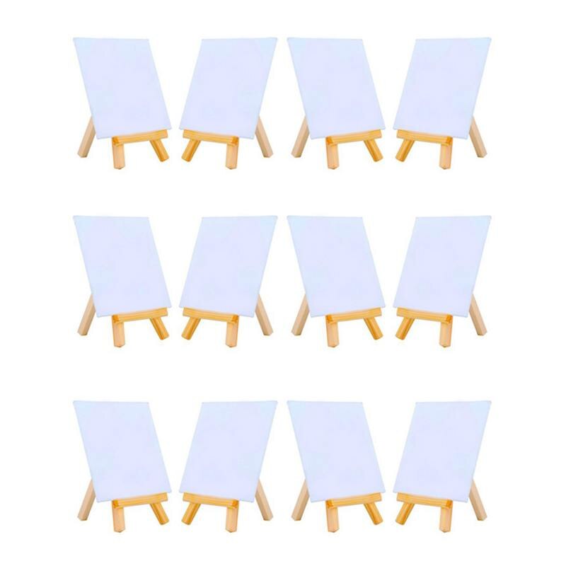 4 Door 4 Inch Mini Canvas En 8*16Cm Mini Houten Schildersezel Set Voor Schilderij Tekening School Student artist Supplies, 12 Pack: Default Title