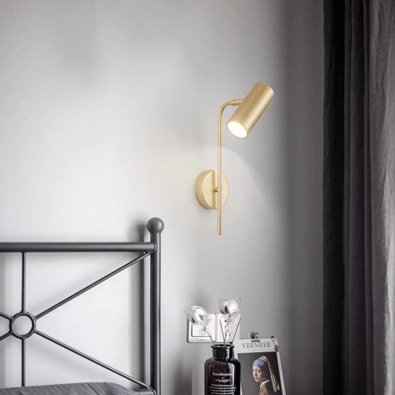 Moderne nordisk væglampe drejelig led-lys soveværelseslampe sengelampe læs minimalistisk sort guld interiør boligindretning væglampe