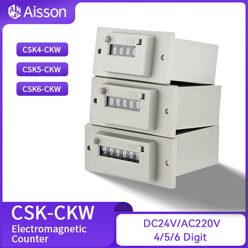 CSK-CKW 4/5/6-Digit Elektromagnetische Teller Met Handmatige Afsluitbare Puls Teller Meerdere Spanningen DC24V AC220V