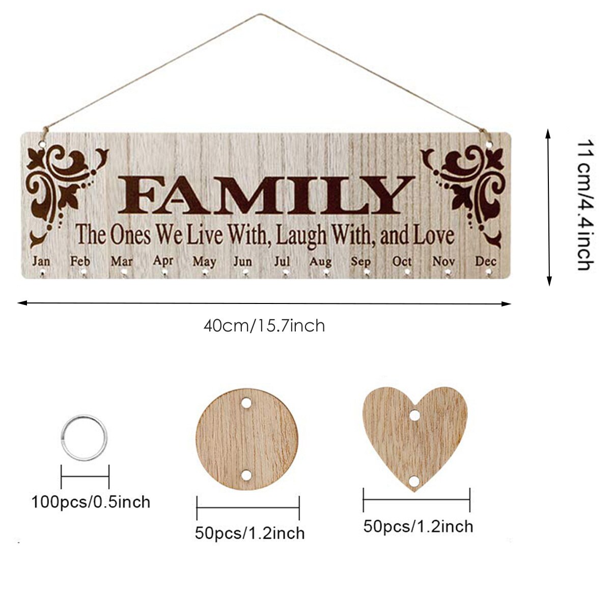 Birthday Family Birthday Calendar Hanging Board DIY Wood Calendar Board Reminder Handmade Wall Plaque Home Decor