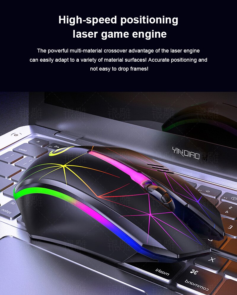 Newest Gaming Mouse With Mix Color LED Light 1200 DPI USB Wired Ergonomic Gaming Mice For PC / Laptop