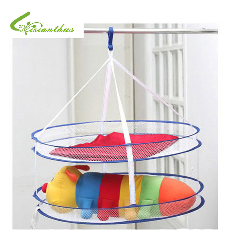 Panier de séchage à 2 couches pour vêtements | , cintre pliable suspendu, vêtements, pull à linge, sous-vêtements, panier pour sèche-linge, sac en filet