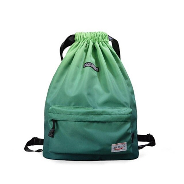 Tasche Sommer Wasserdichte Sporttasche Sporttasche Reise Kordelzug Tasche Outdoor Tasche Rucksack für Training Schwimmen Fitness Taschen Softback: green