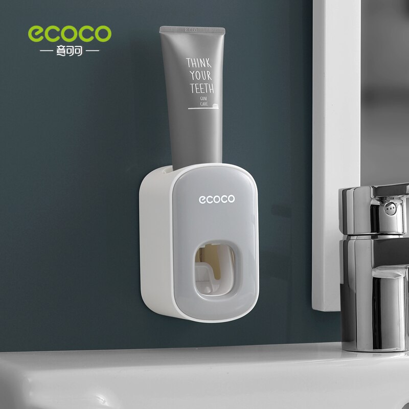 Distributeur mural automatique de dentifrice et porte-brosse, ensemble d&#39;accessoires de salle de bains, pressoir de pâte à dents, distribution toilette, outil de suspension: 1 PC Gray
