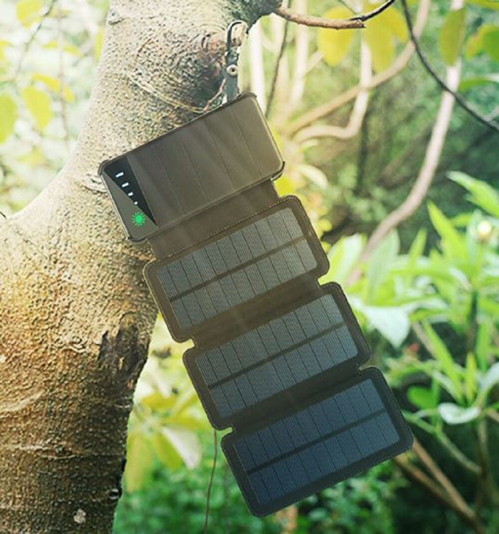 GGX ENERGY 10000mah Portable Solar Mobile Phone Charger Solar Power Bank Removable Foldable 4W/6W/8W Solar Panel LED for Camping