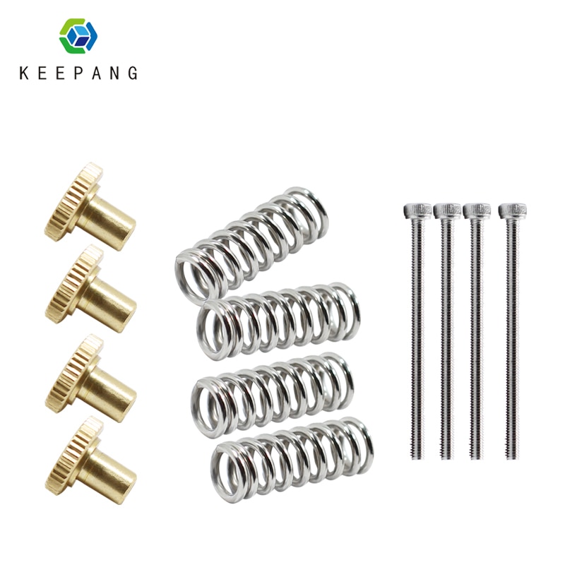4pcs M3 heatbed leveling spring kit UM2 3D Printer Parts 4* Adjustment Nut+4*Springs+4*M3 Screw Heatbed Kit For 3D Printer