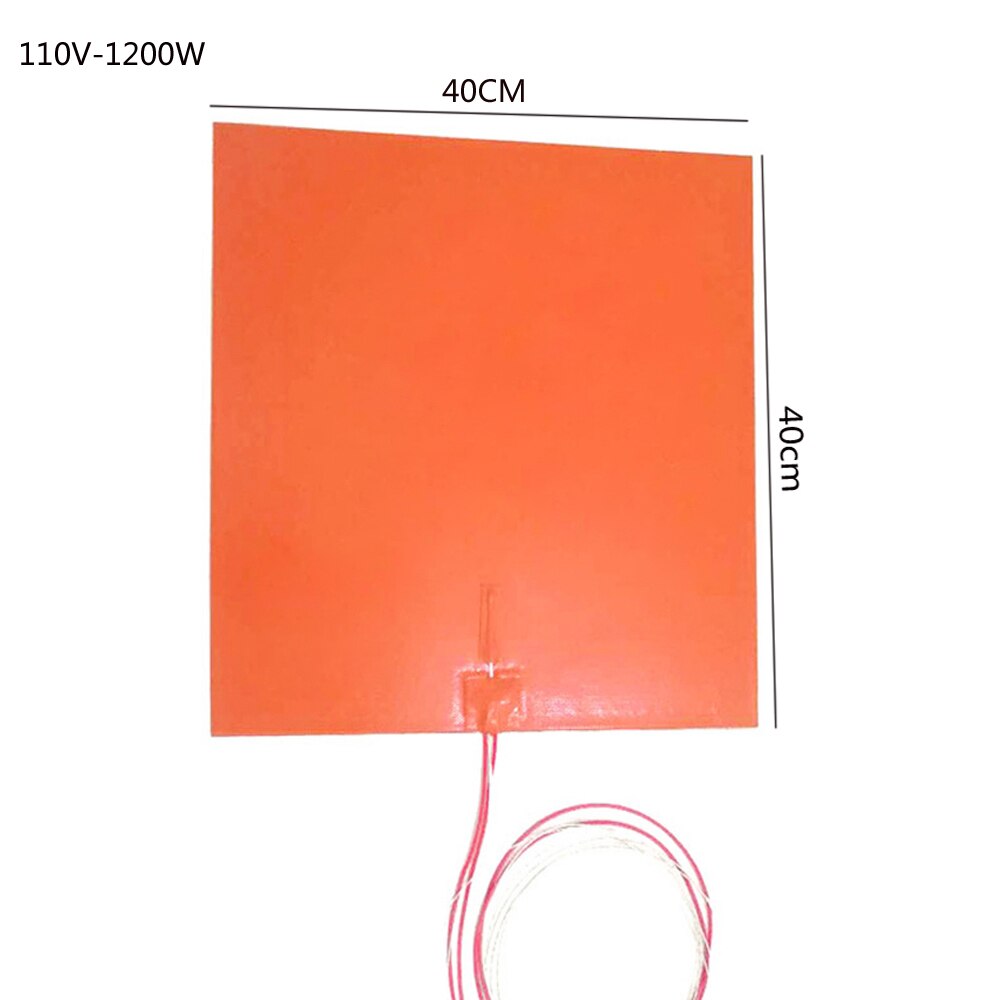 40cm 1200w 3d printer silikone opvarmet seng opvarmning pad fleksibel vandtæt print