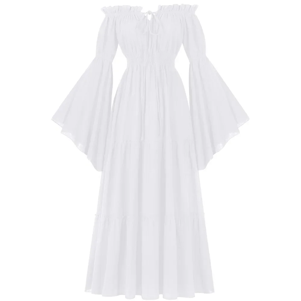 Robe Irelandise Renaissance pour Femmes, épaules dénudées, Robe paysannenovaévale, Costume de Pirate, Robe Singapur, Taille Smoc