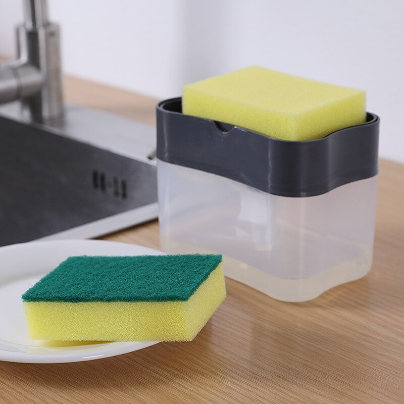 Küche Pinsel Automatische Flüssigkeit Spender, drücken-Typ Automatische Flüssigkeit Kasten, Scheuer Pad, Spülmittel Pinsel, Seife Spender
