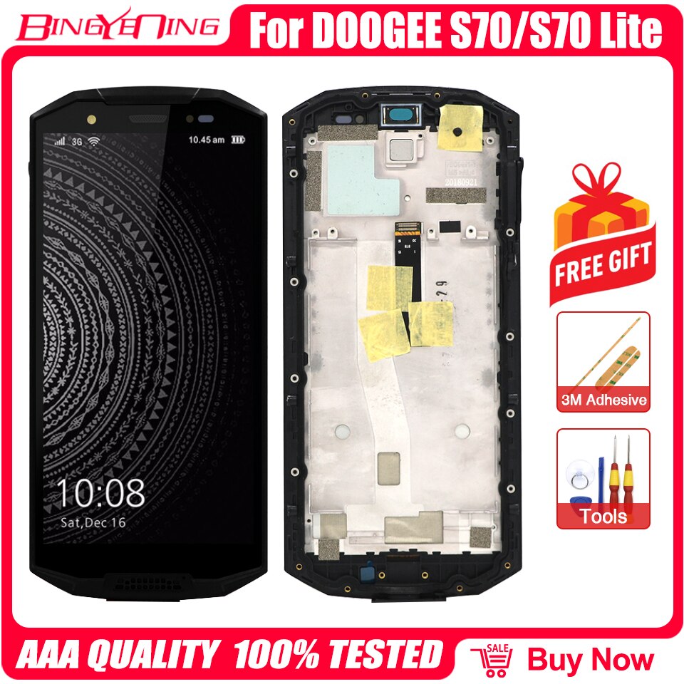 BingYeNing For DOOGEE S30/S40/S50/S60/S60 Lite/S70 Screen Assembly + Frame Assembly Feplacement: S70 x Black