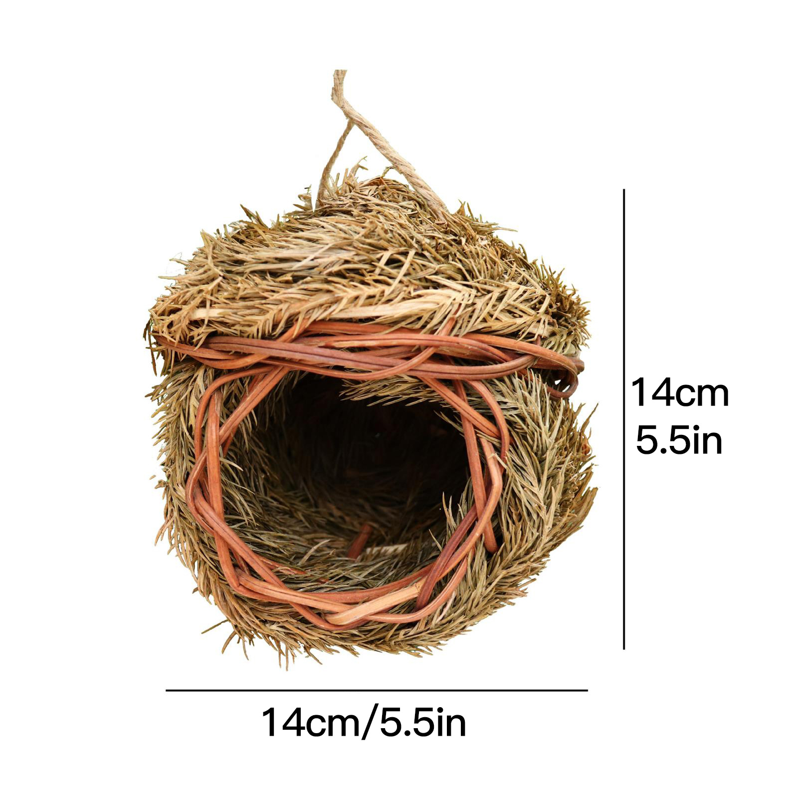 Birdcage Natuurlijke Vezel Vogelhuisje Stro Handgemaakte Creatieve Ceder Blad Vogelnest Mooie Sferische Tuinieren Hummingbird Huis