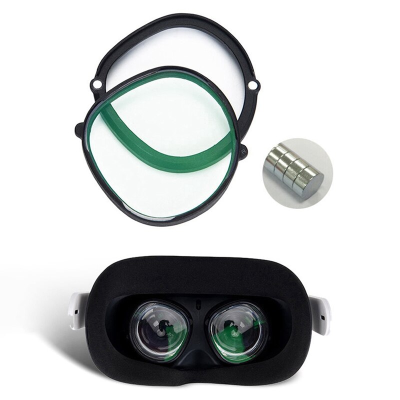 2X For Oculus Quest 2 Anti Blue Light Magnetic Eyeglasses Lens With Frame Protection VR Headset Accessories(0 Degree)