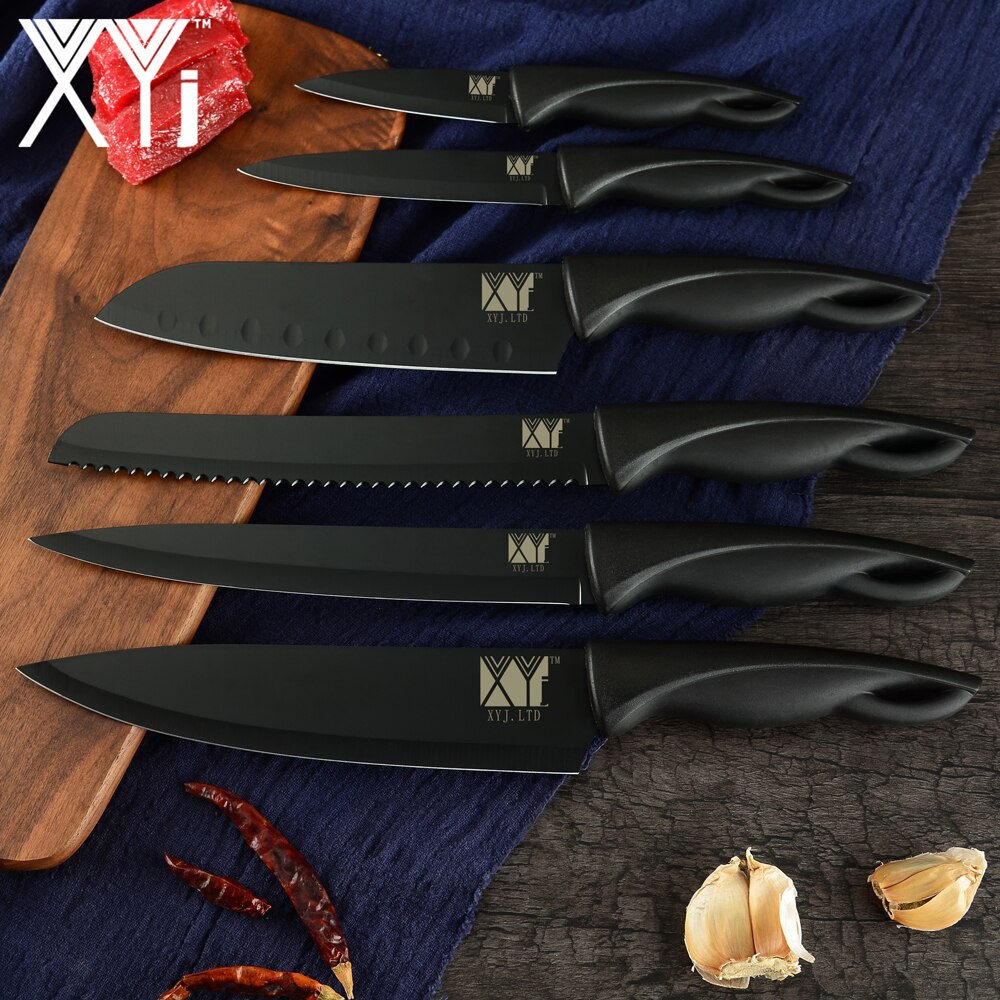 Xyj rustfritt stål kniv kjøkken bestikk kniver sett verktøy frukt verktøy santoku kokk skjære brød rustfritt stål kniver verktøy