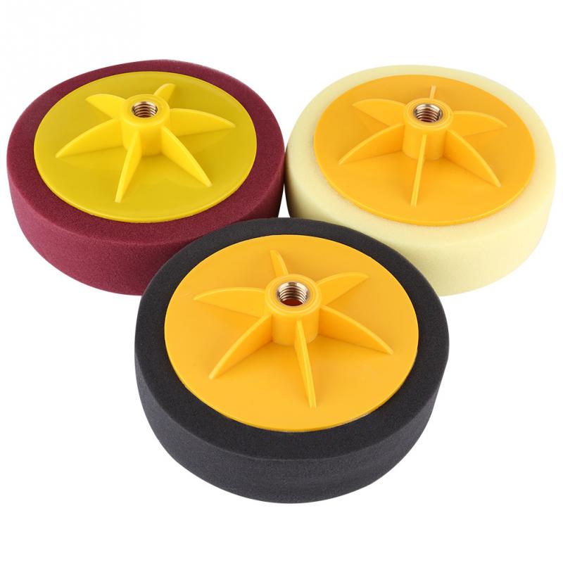Almohadilla de cera para coche de 6 pulgadas/15cm de abrillantado, Kit de almohadillas de esponja para pulido de ruedas, herramienta para coches, accesorios, negro, amarillo, rojo
