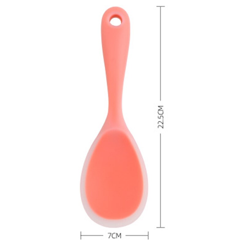 Silicone Spoon Anti-scalding Translucent Colorful Rice Scoop Heat Resistant Non-stick Rice Cooker Tableware Kitchen Cooking Tool: A-Orange red