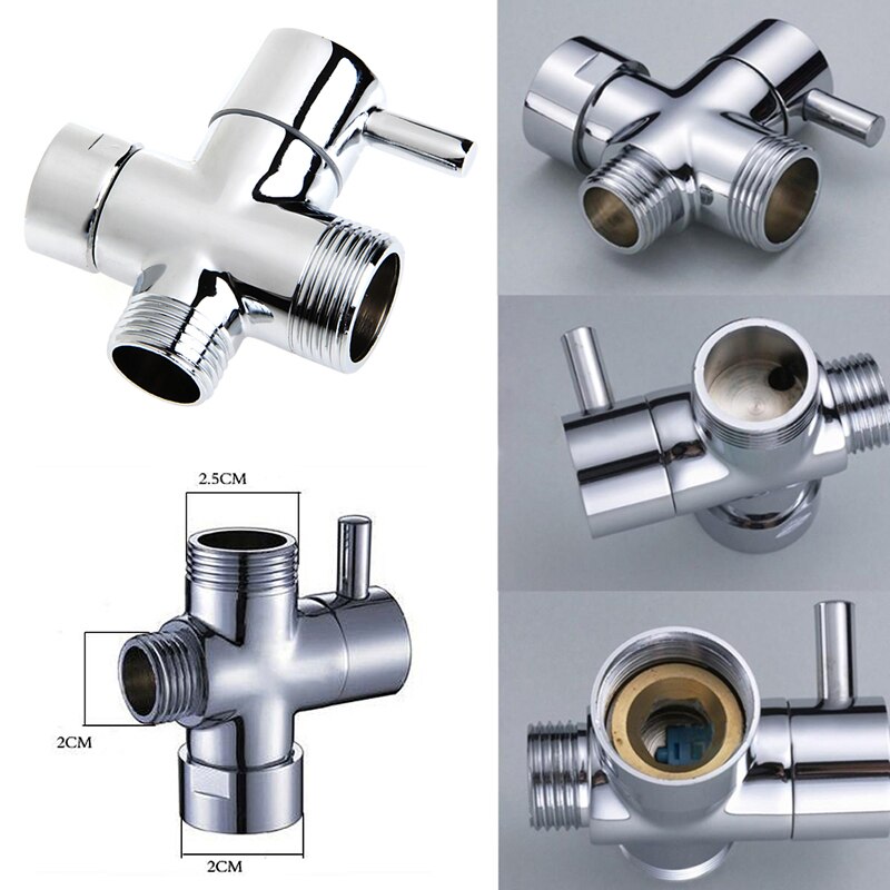 1/4 3 Way Faucet Adapter Diverter Valve Counter Top for Handheld Shower Head Bath Tap Faucet Switch Outlet
