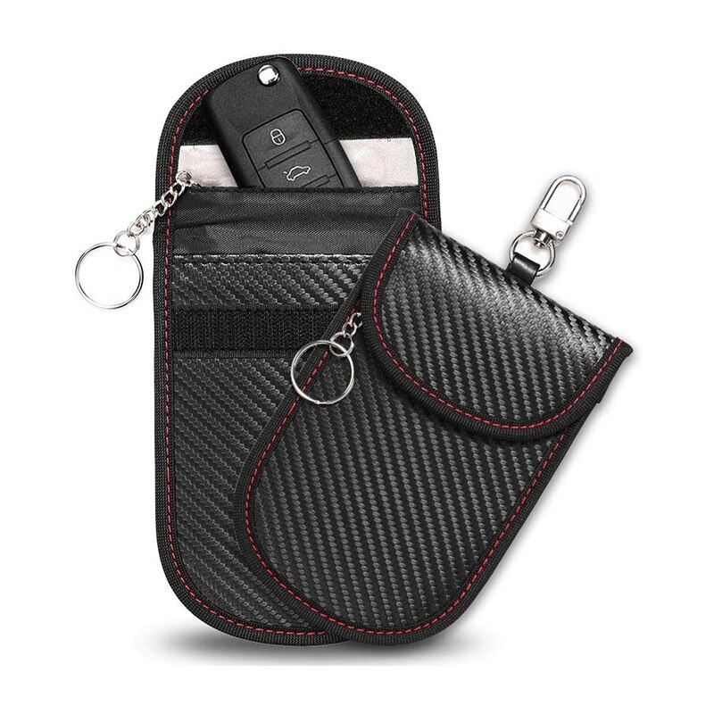 Car Key Carbon Fiber Case Security Protection Pouch Faraday Bag Key Fob Bags Car Key Signal Blocking Car RFID Anti-Theft Pouch: Default Title