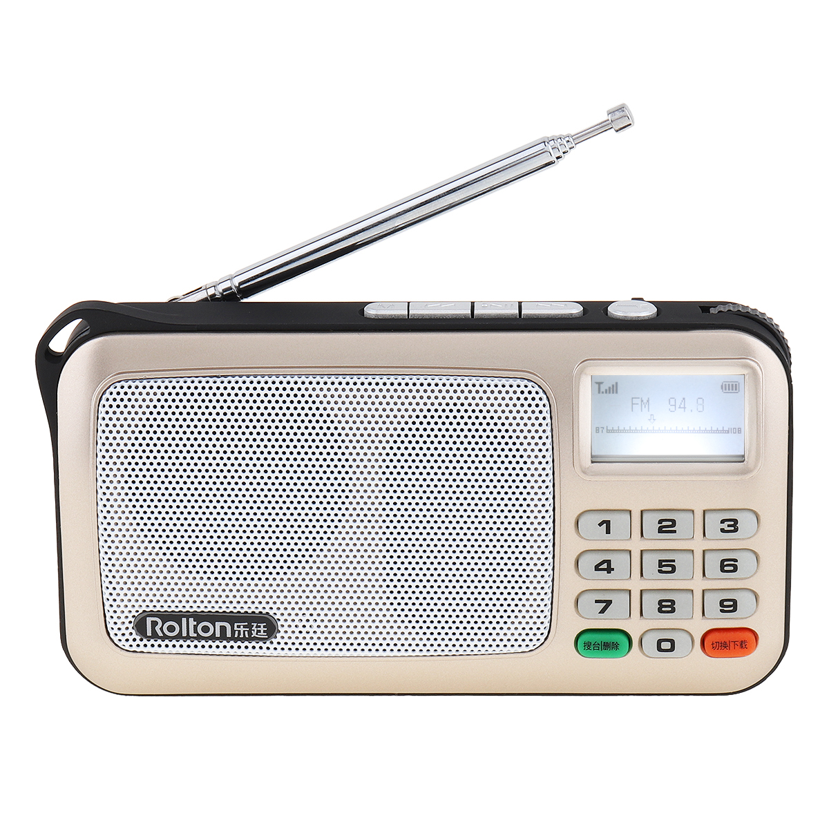 Rolton-Mini Radio portátil W505, reproductor de MP3 Digital, FM, USB, TF, altavoz con pantalla LED, Subwoofer, MP3, lámpara de antorcha