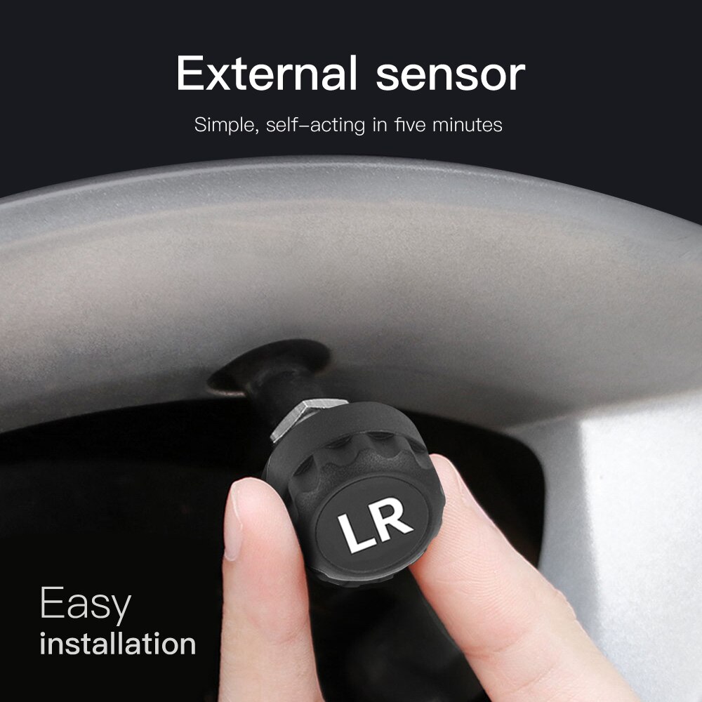Original Solar TPMS Car Tire Pressure Alarm Monitor System Tire Pressure Alarm TPMS Car External Sensor Larger LCD Display