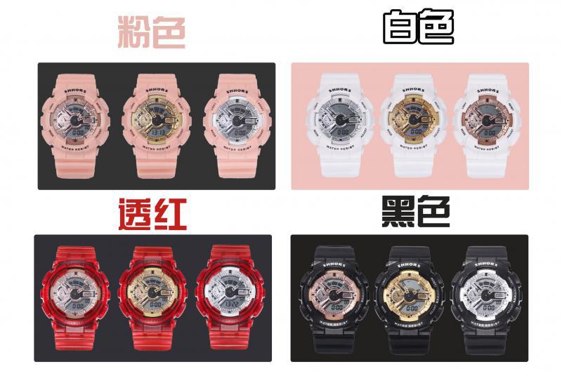 Shhors roze dameshorloges multifunctionele sporthorloges dames led-display analoog digitaal quartzhorloge reloj mujer