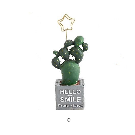 Clip Photo de mariage en résine, Cactus Kawaii, carte de Message, bureau, décoration de Table pour la maison: C