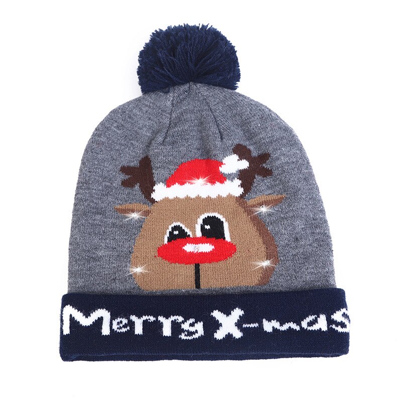 Kerstmutsen met led-licht, gebreide kerstmuts voor kinderen, kerstversiering voor volwassenen, kerstversiering, kerstversiering, gelukkig jaar: 3