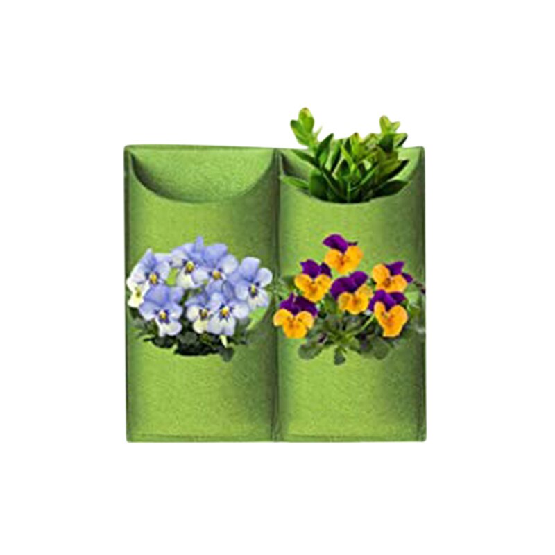 Green Grow Bag Vertical Cross Wall Mounted Hanging Planting Growing Pot Pocket Garden Flowers Bag Home Balcony Planting