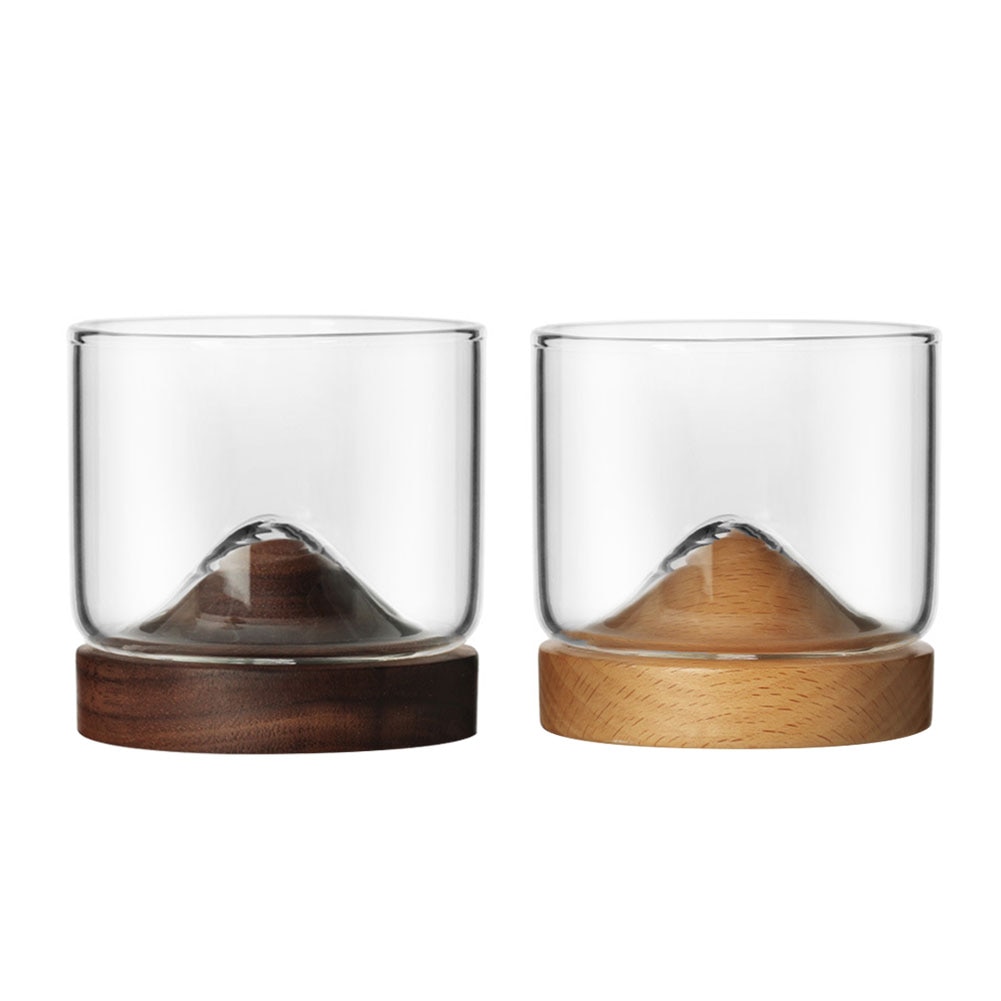 Whisky Glas Kleine Glas Japanse Stijl Mountain Houten Bodem Wijnglas Strakke Textuur Mooie Waterdicht Eenvoudig Te Reinigen